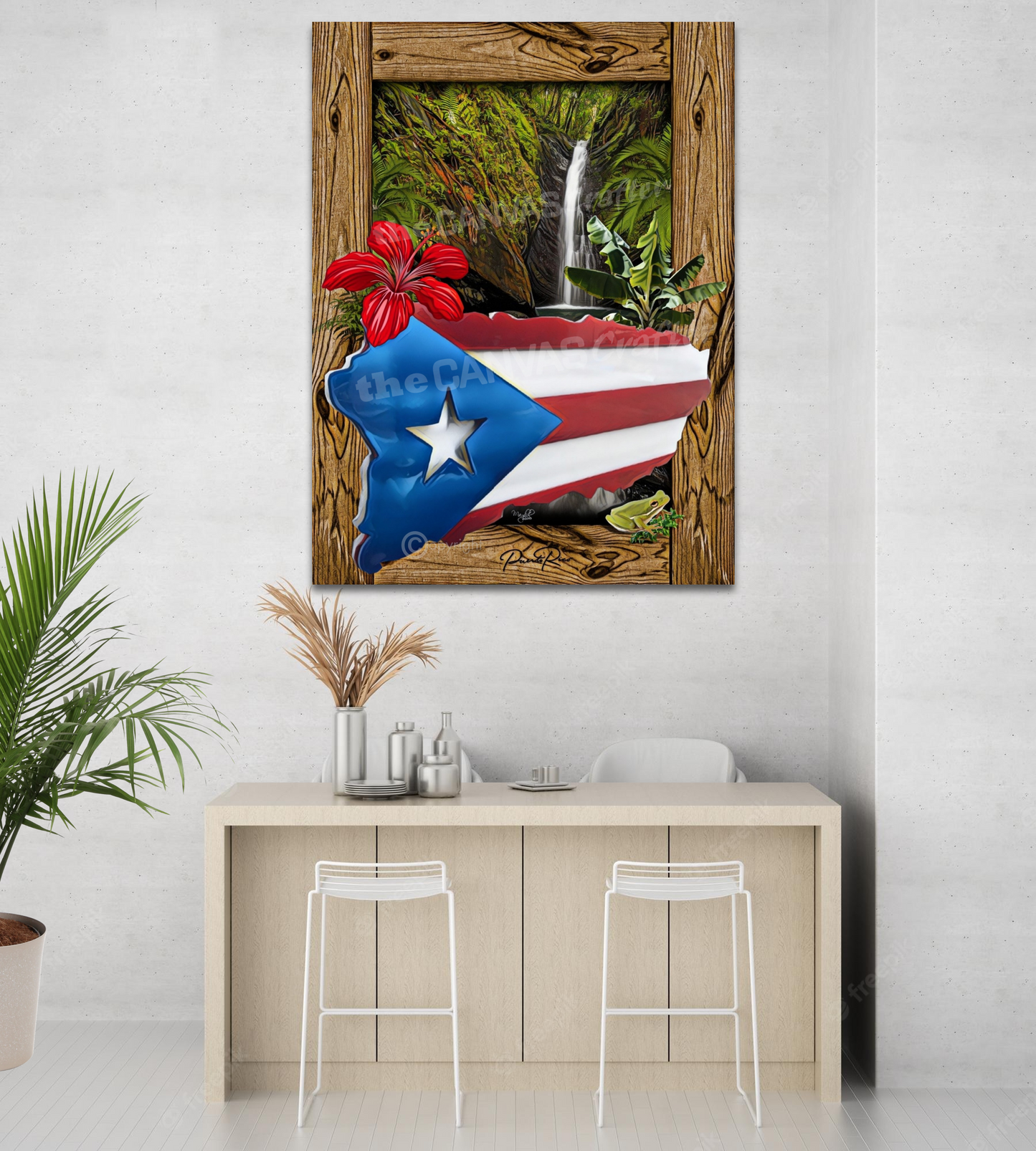 El Yunque Rain Forest 3D with Painted Rustic Frame