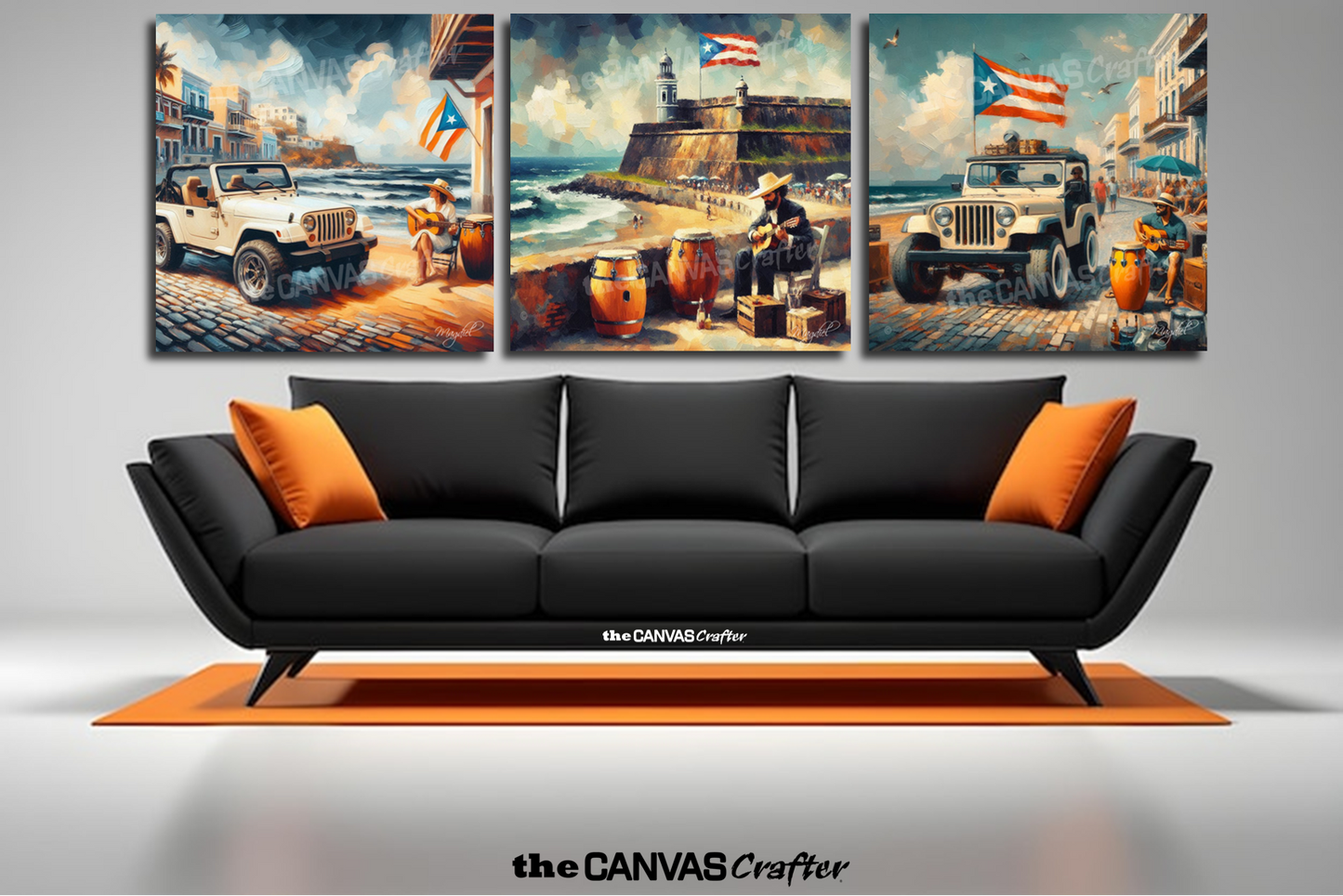 Triptych Print- Custom Memories Old San Juan No540 / 3 Panels 19"x19"