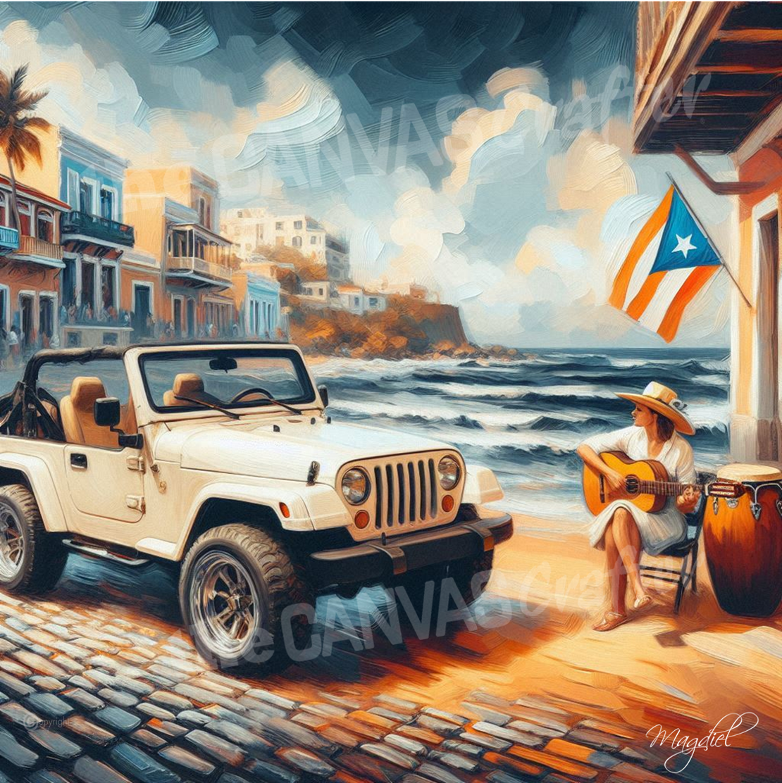 Triptych Print- Custom Memories Old San Juan No540 / 3 Panels 19"x19"