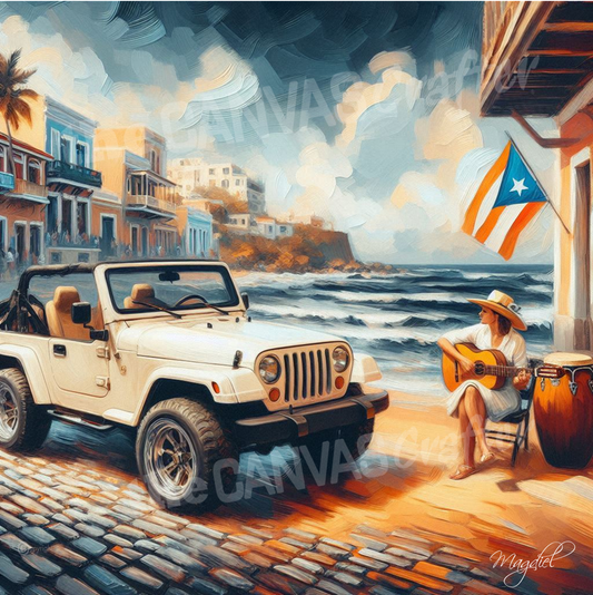 Triptych Print- Custom Memories Old San Juan No540 / 3 Panels 19"x19"