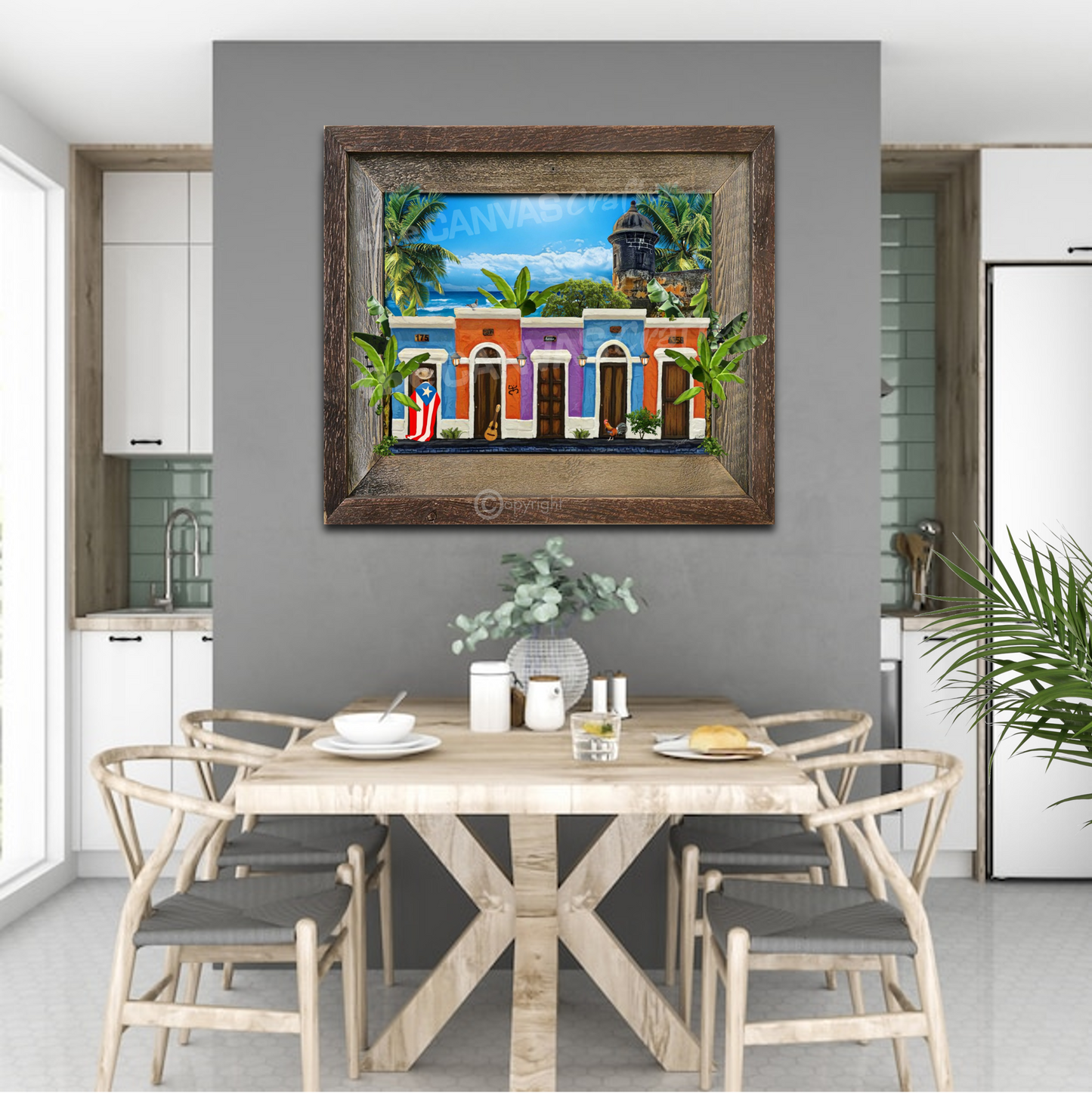 Jibaro in San Juan Painted Wooden Frame
