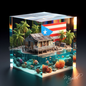 3D Painting Puerto Rico Memories Aquarium Inside the Block