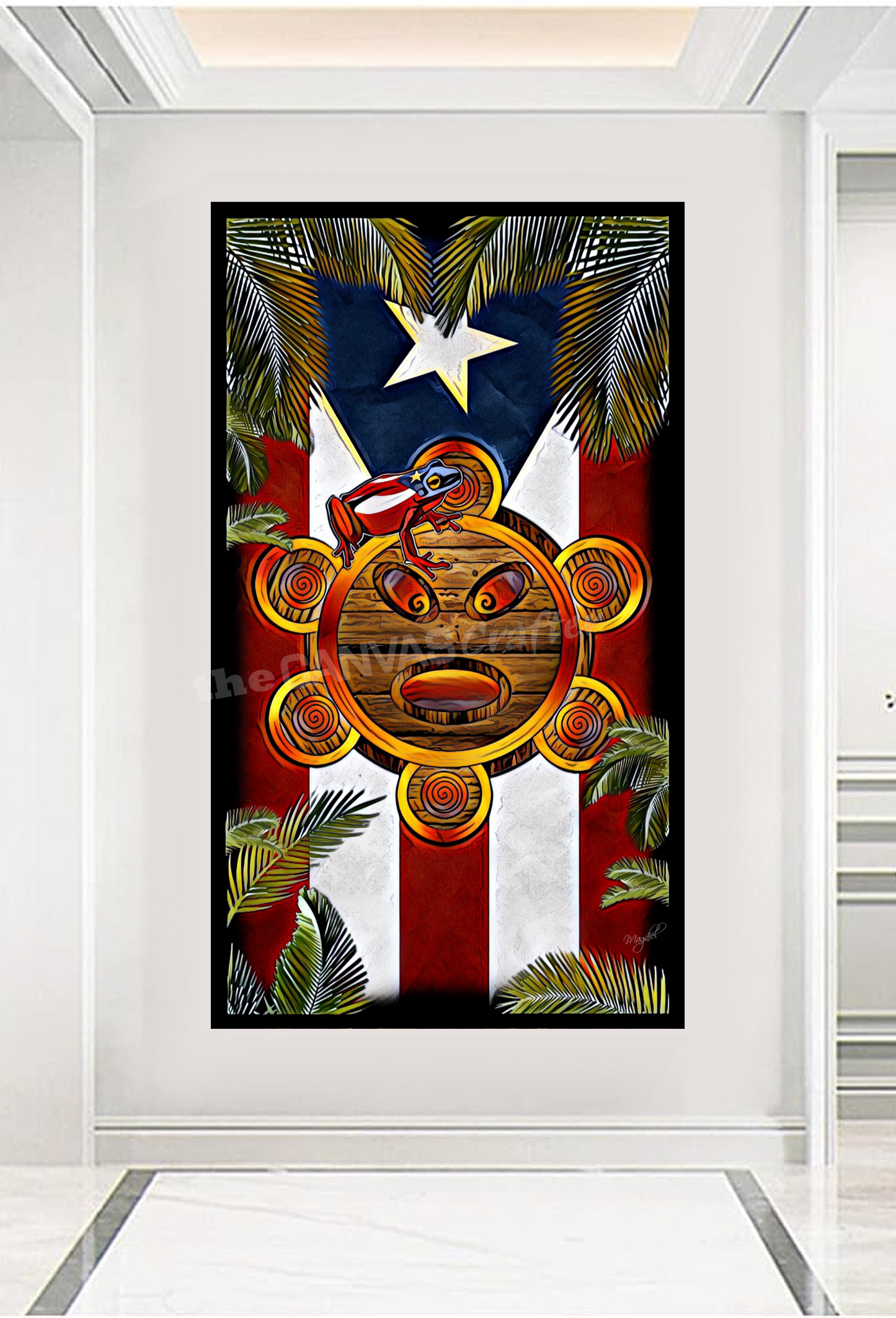 PR Flag Taino Sun Palm Leaf