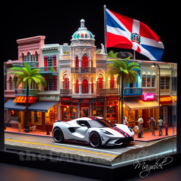 3D Painting Dominican Republic White Kagdeine Supercar Inside the Block