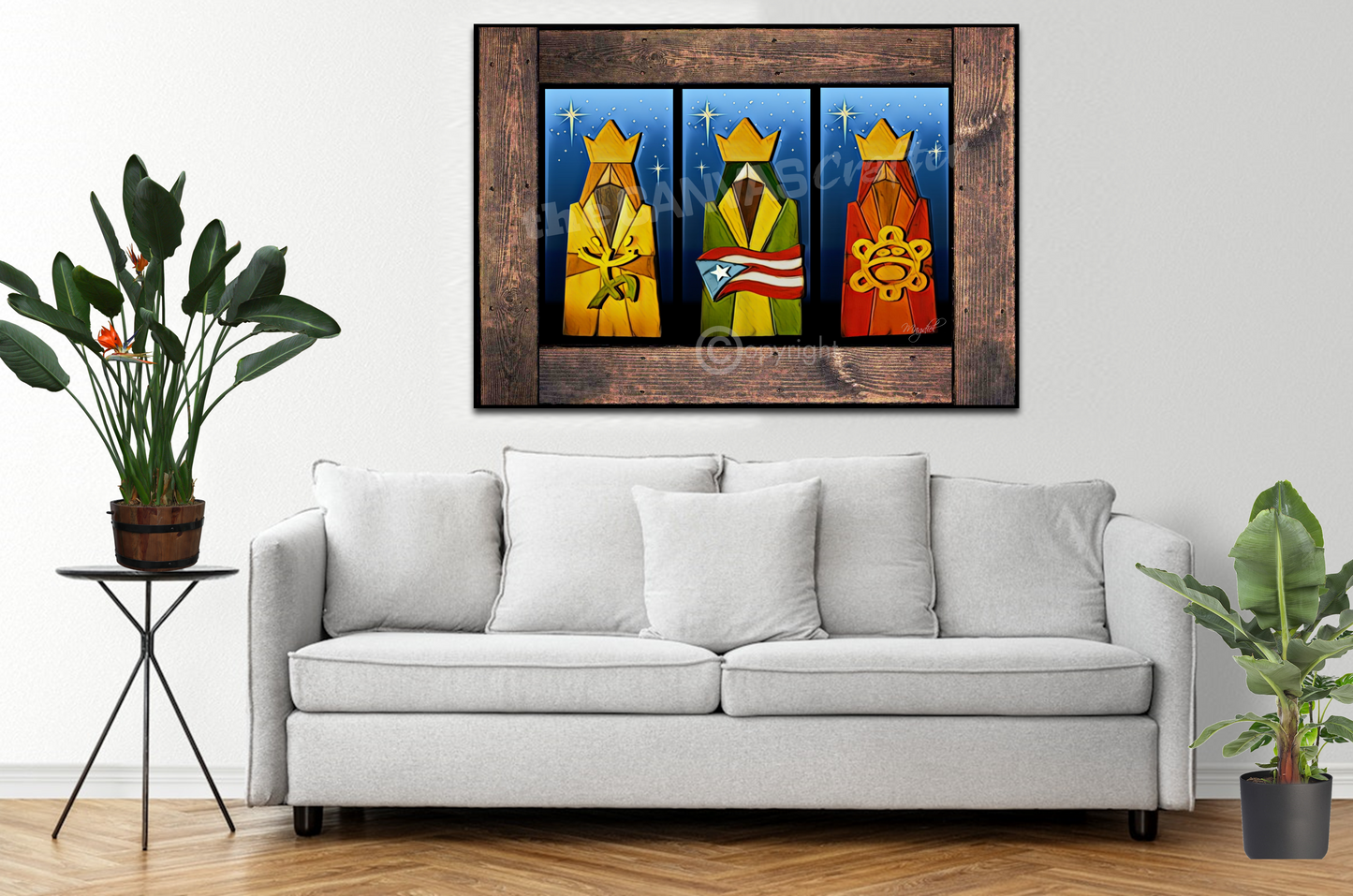 Three Kings Rustic with Painted Rustic Frame