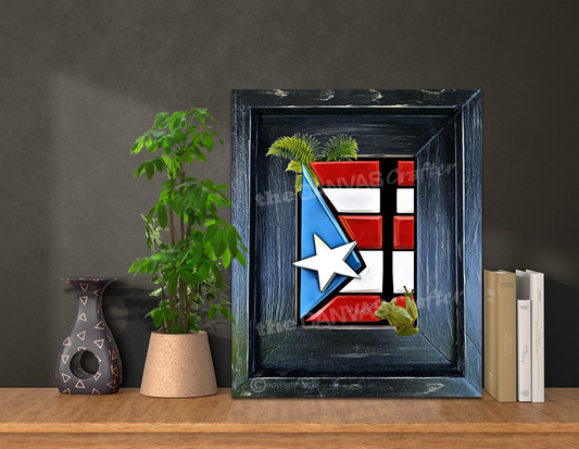 PR Flag Coqui 3D Black Painted Frame