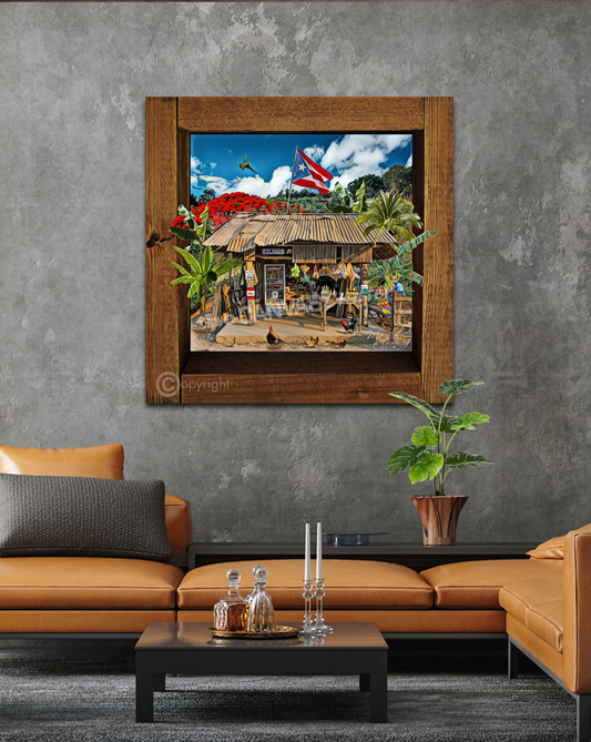 Old grocery store in Puerto Rico 3D Brown Painted Frame