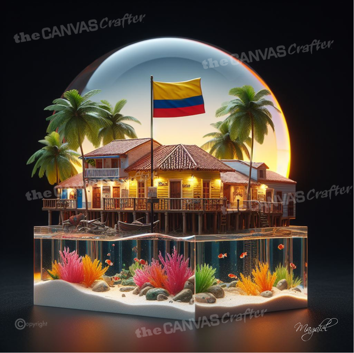 3D Painting Colombia Memories Aquarium Inside the Block
