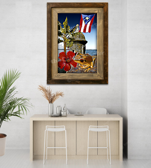 Coqui with Painted Brown Wood Frame / Coqui con marco en madera color marron
