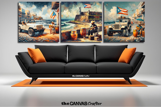 Triptych Print- Custom Memories Old San Juan No540 / 3 Panels 19"x19"