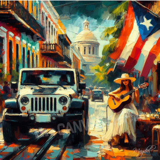 Jeep Women Playing Guitar in Old San Juan 001