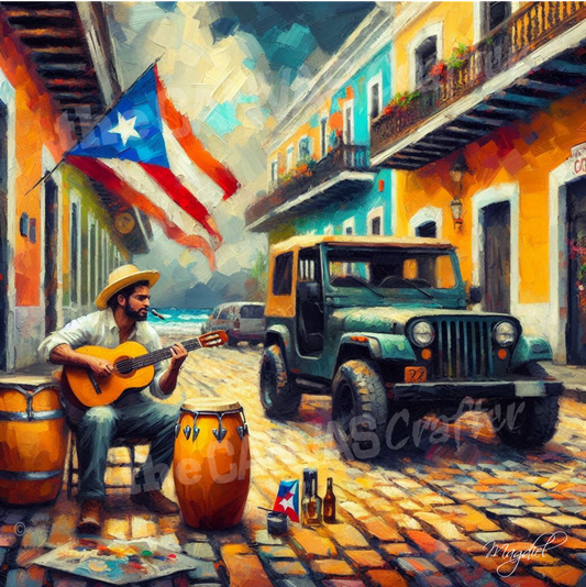 Jeep Old San Juan Men Playing Guitar 004