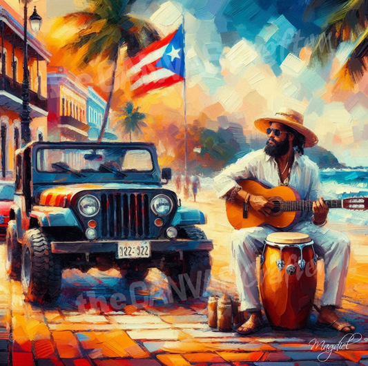 Jeep Old San Juan Men Playing Guitar 006