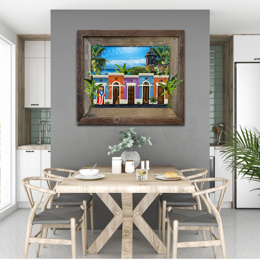 Jibaro in San Juan Painted Wooden Frame