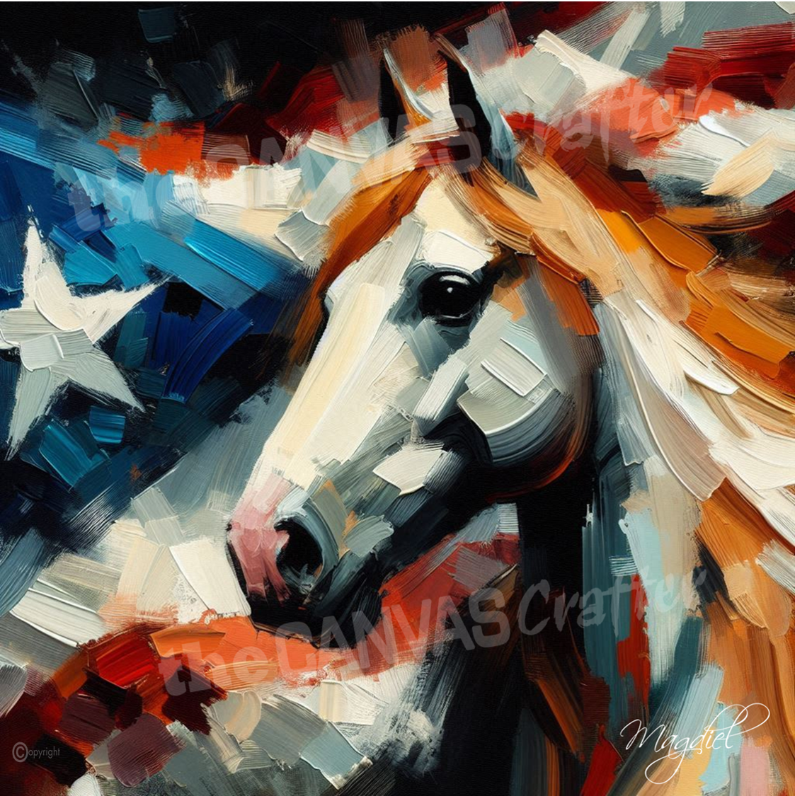 Paso Fino horse oil painting using brush technique 015