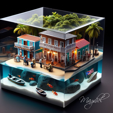 3D Painting Puerto Rico Memories Aquarium Inside the Block