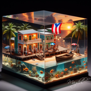 3D Painting Puerto Rico Memories Aquarium Inside the Block