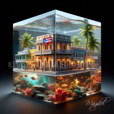 3D Painting Puerto Rico Memories Aquarium Inside the Block