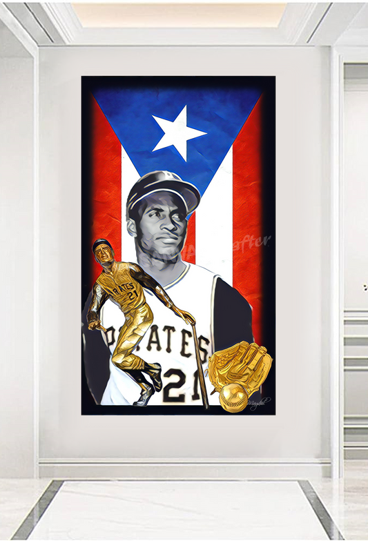 PR Flag with Roberto Clemente Legend