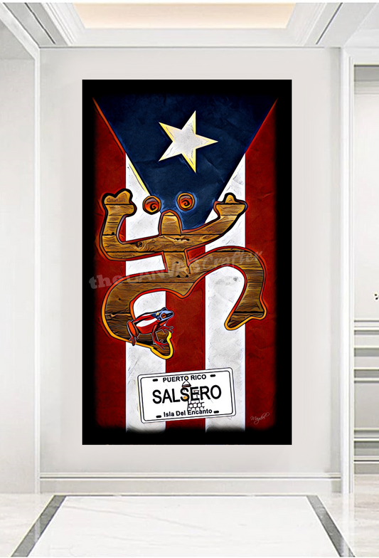 PR Flag Coqui Taino with Salsero License Plate / Coqui Taino con tablilla Salsero