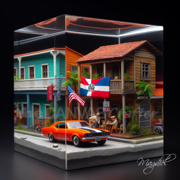 3D Painting Dominican Republic Chevy Car Inside the Block
