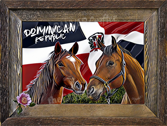 Dominican Republic Paso Fino Horses in 3D Painting Frame