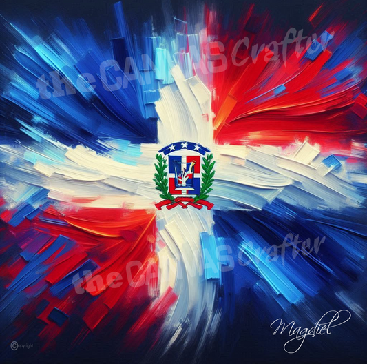 Dominican Republic flag oil painting using brush technique 005