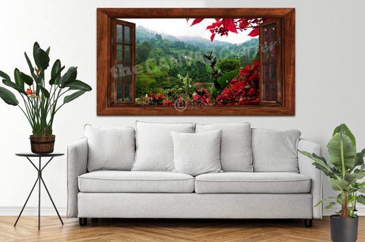 Window Field View Wood Painted